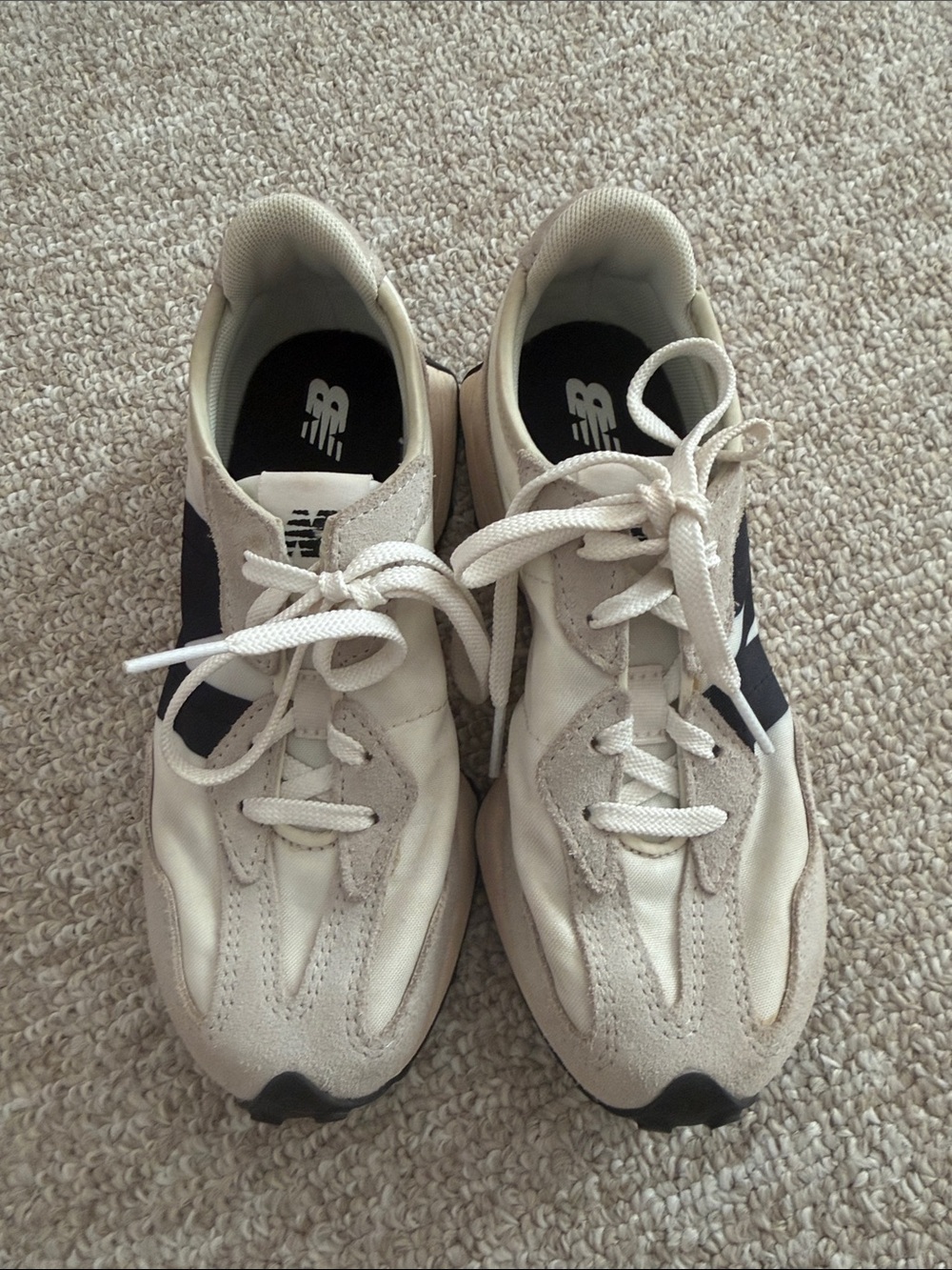 New Balance Kids Cream and Black Retro-Style Sneakers
